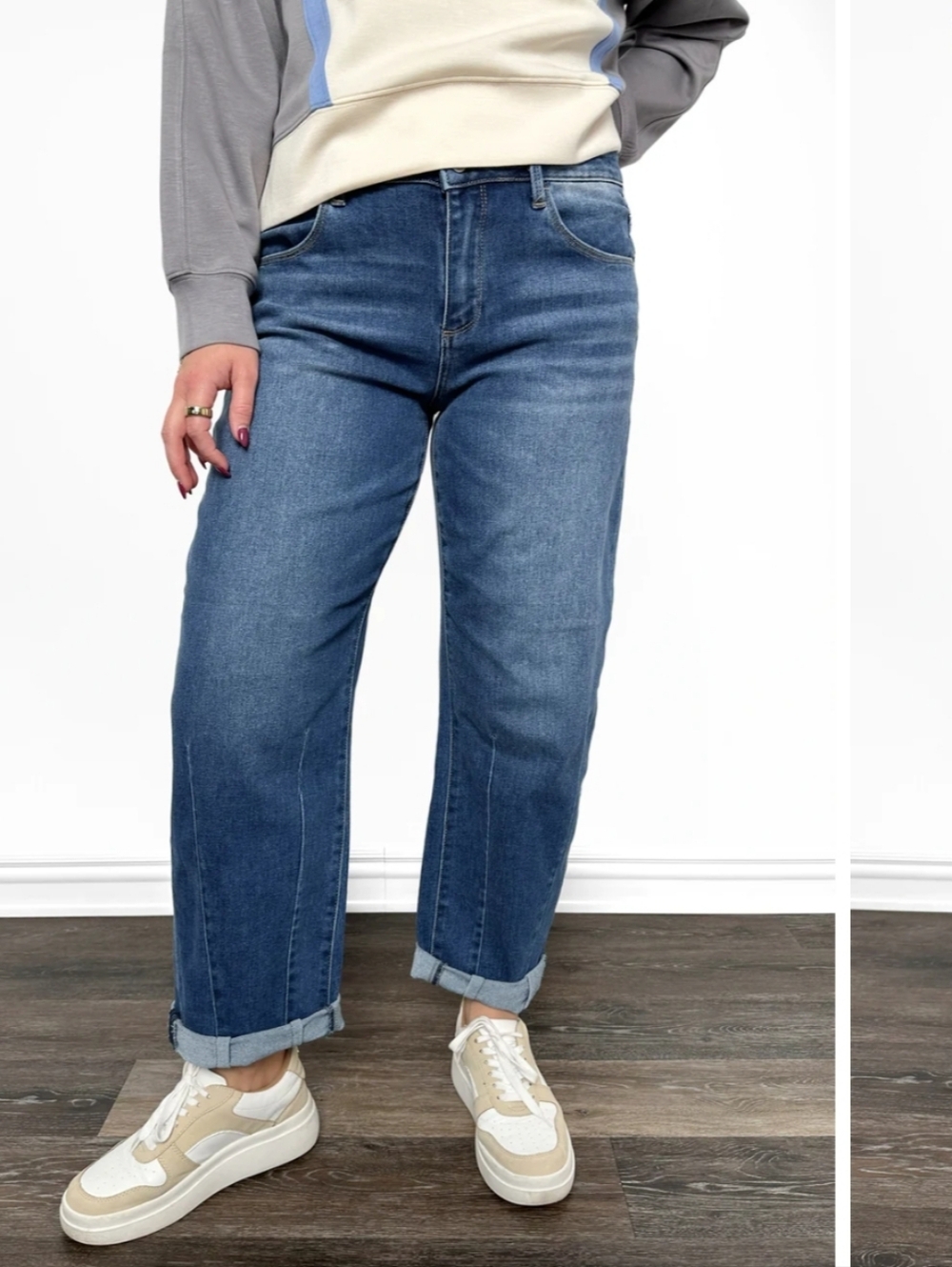 The Winnie from J21 eleven by Risen High-Rise Boyfriend Cuffed Barrel Denim 5 27